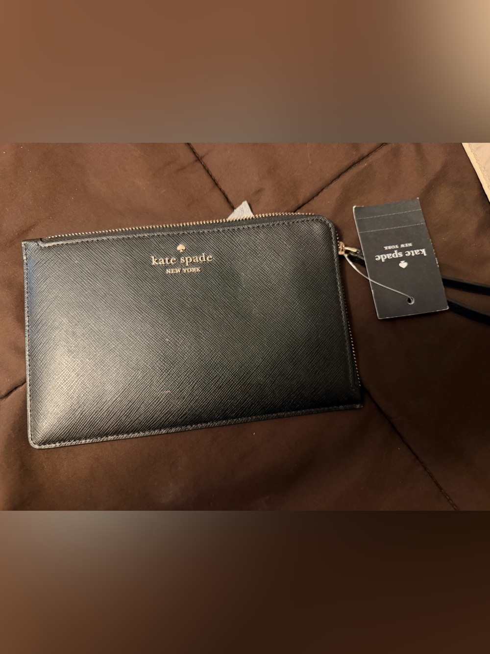 kate spade Black Saffiano Zip Wristlet Wallet with Tag